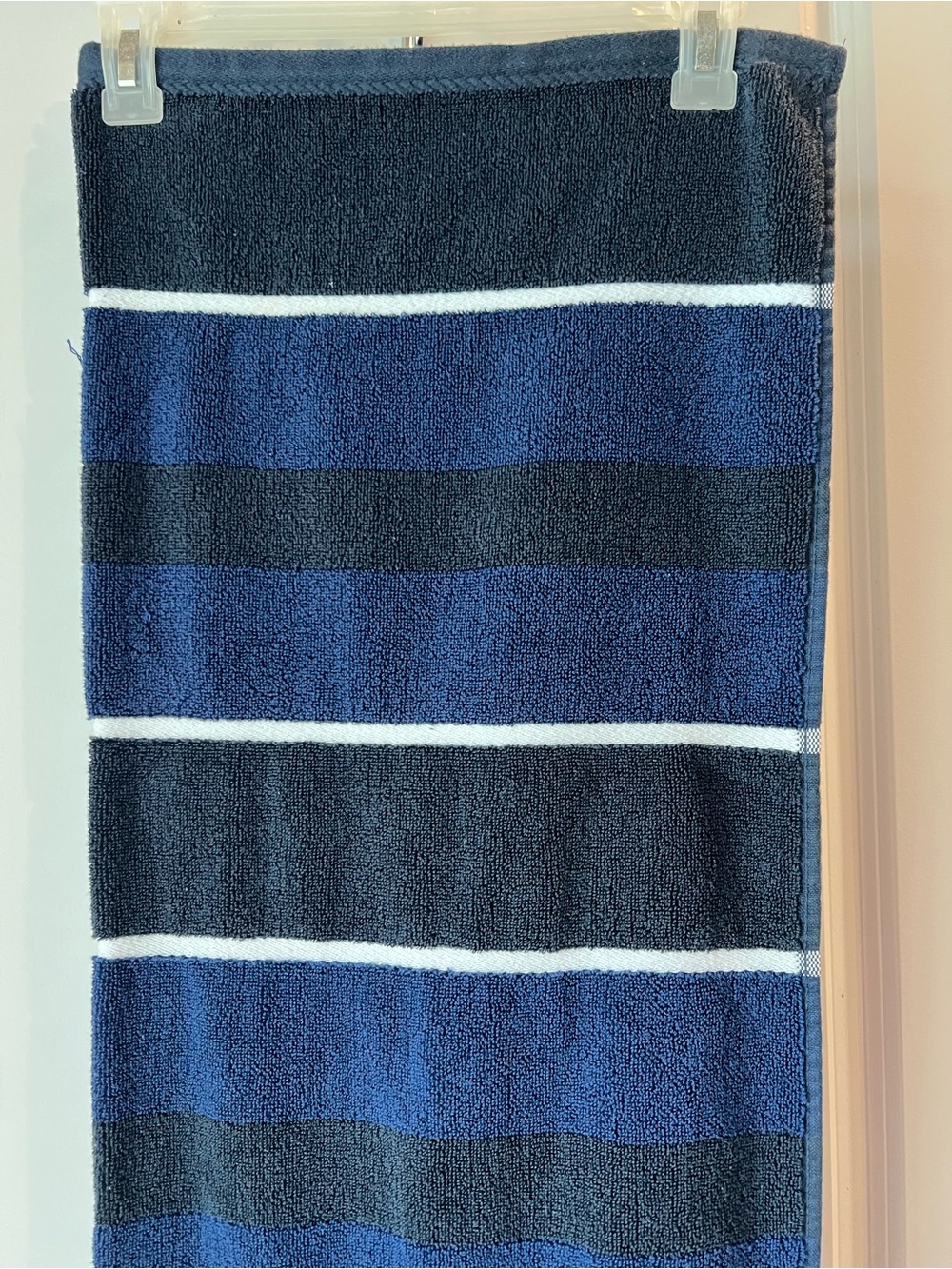 Nautica Striped Blue Bath Towel Set with White Accents. Set of 2 - Picture 2 of 5